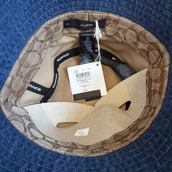 Coach Womens M/L 100% Cotton New York Denim Blue Bucket Hat NWT MSRP $128 - Picture 10 of 10